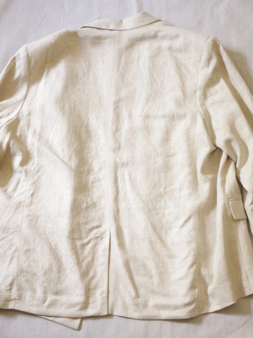H&M Linen Blend Double Breasted Blazer Men's XL Beige Oversized Boxy Jacket
